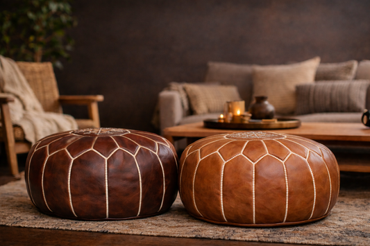 Moroccan Leather Pouf
