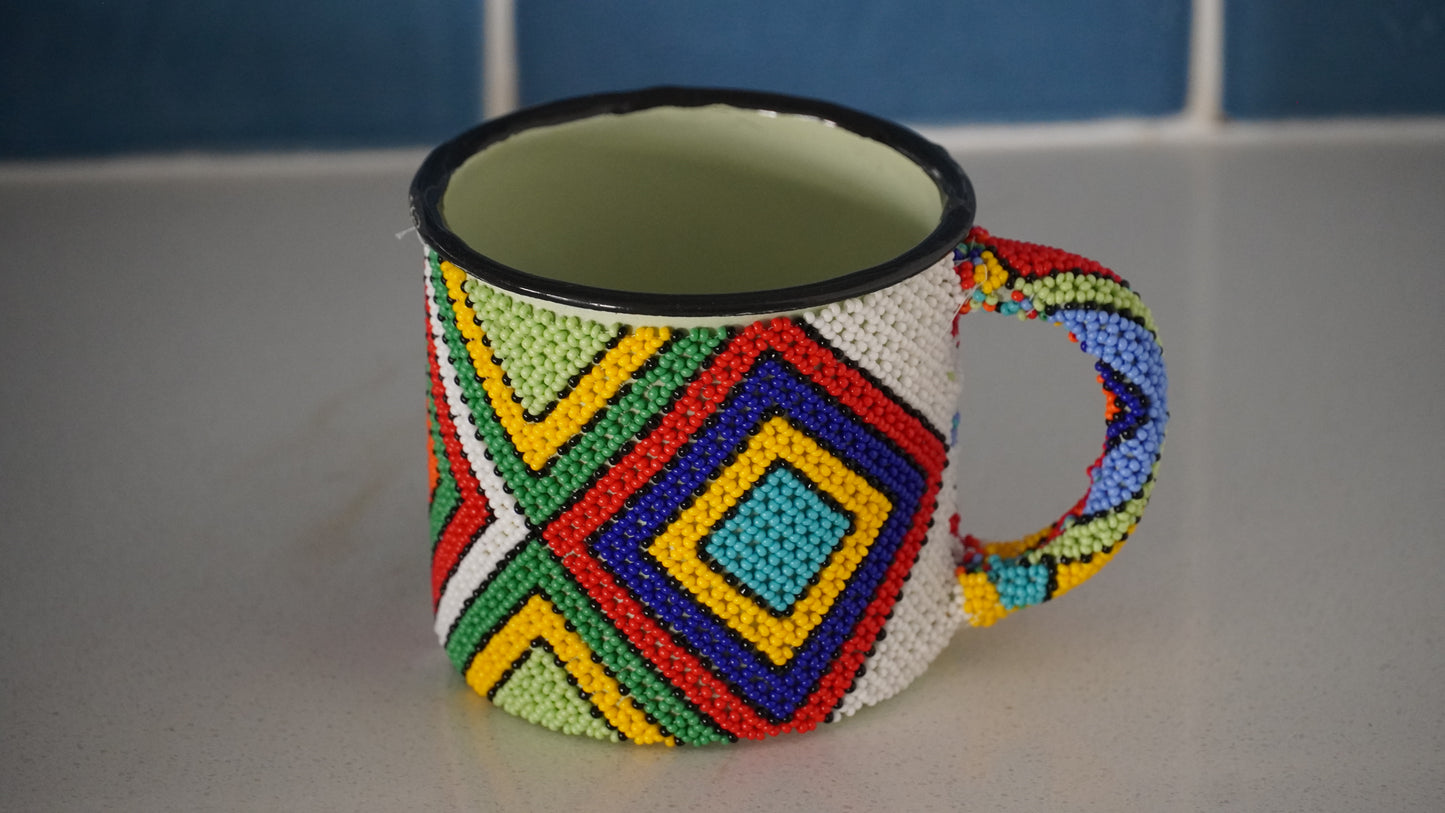 Beaded Enamel Coffee Mugs