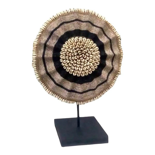 African Beaded Shield - Gold and black