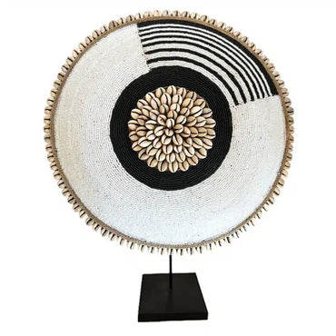 African Beaded Shield - White and black