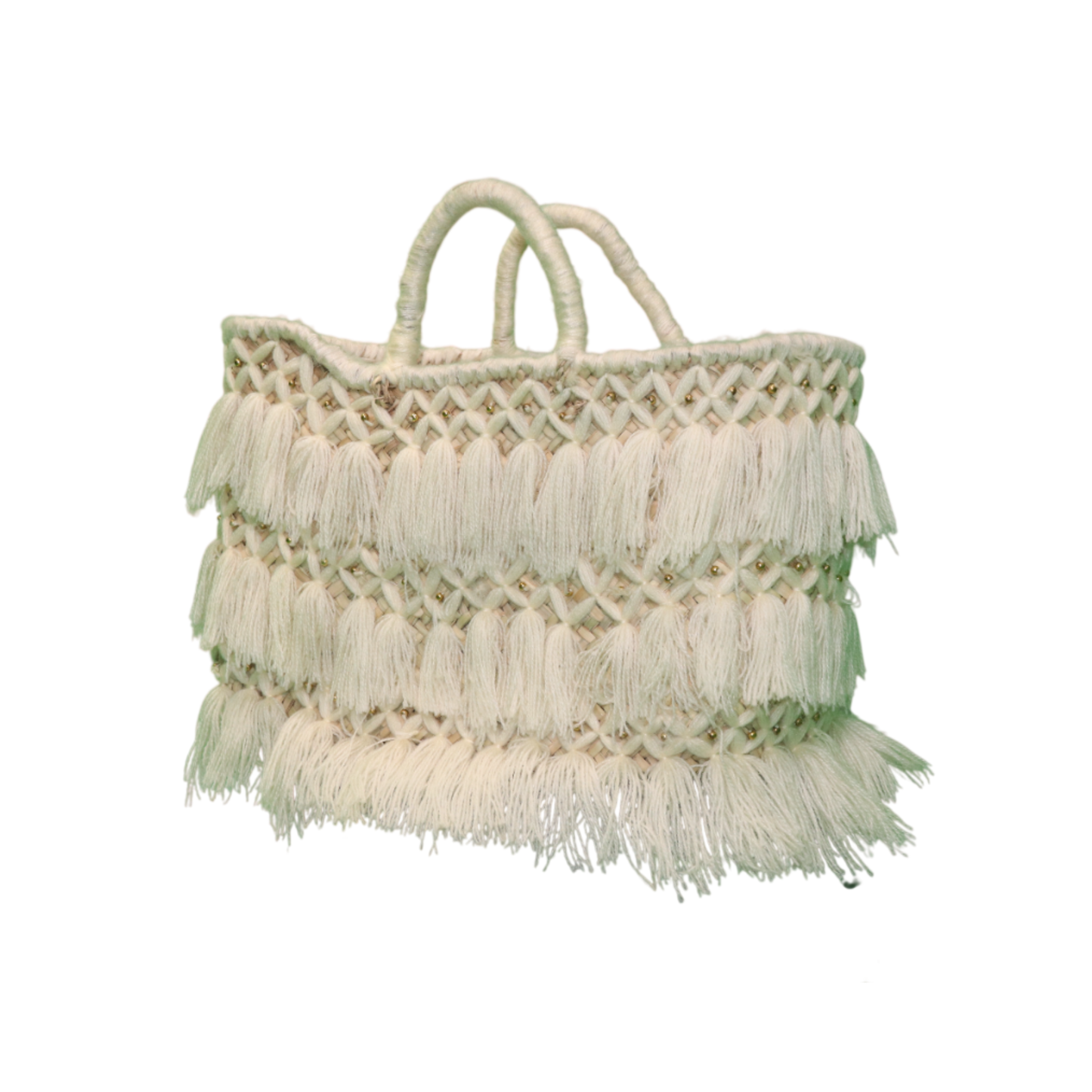 Handwoven Straw Tote Bag with Leather Handles