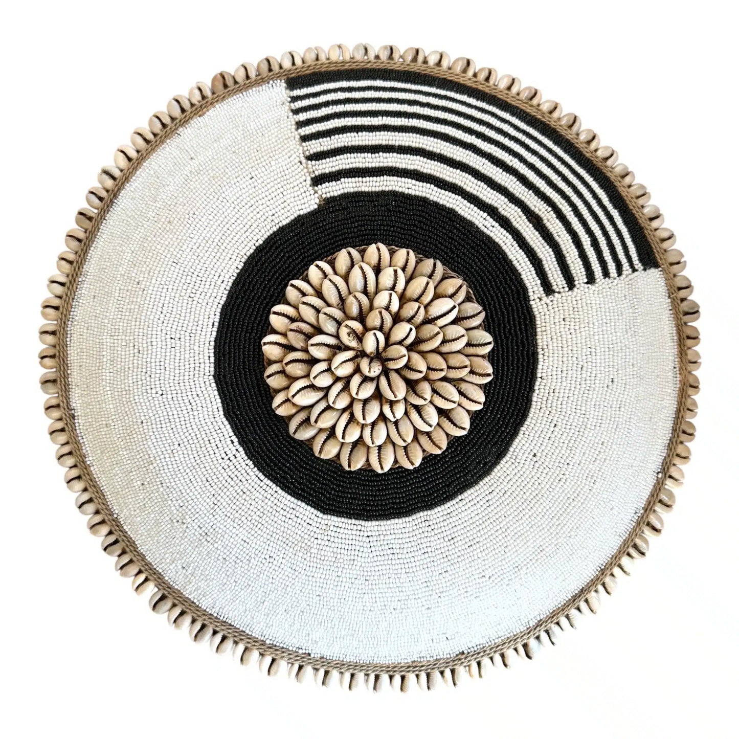 African Beaded Shield - White and black