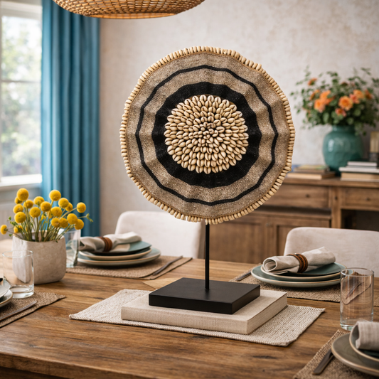 African Beaded Shield - Gold and black