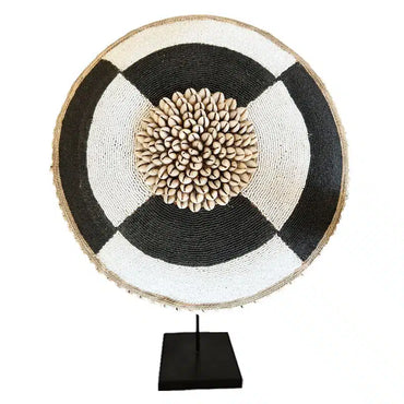 African Beaded Shield (Black and white)