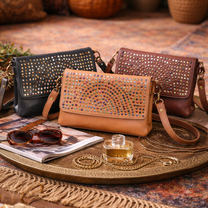 Leather  crossbody  clutch