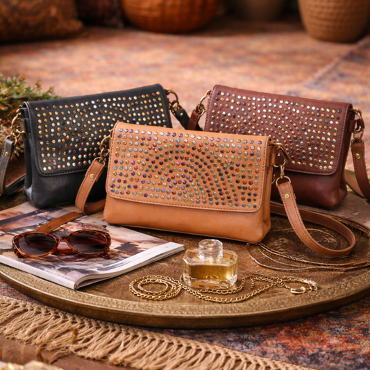 Leather  crossbody  clutch