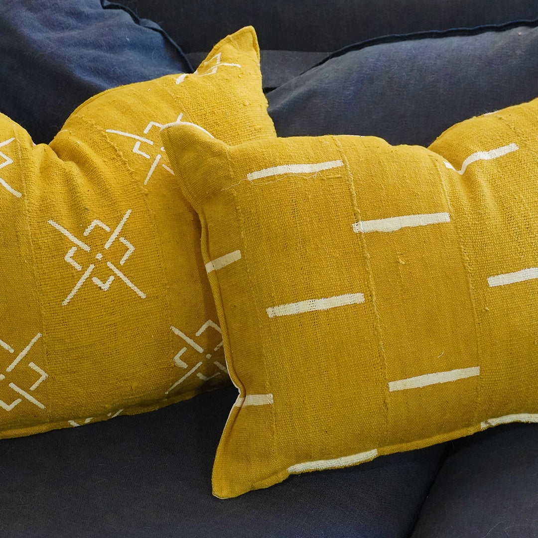 Mustard Salu-Mud Cloth Cushions