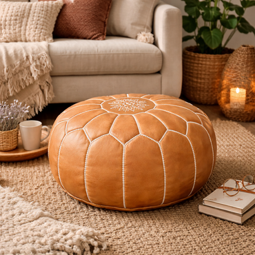 Moroccan Leather Pouf