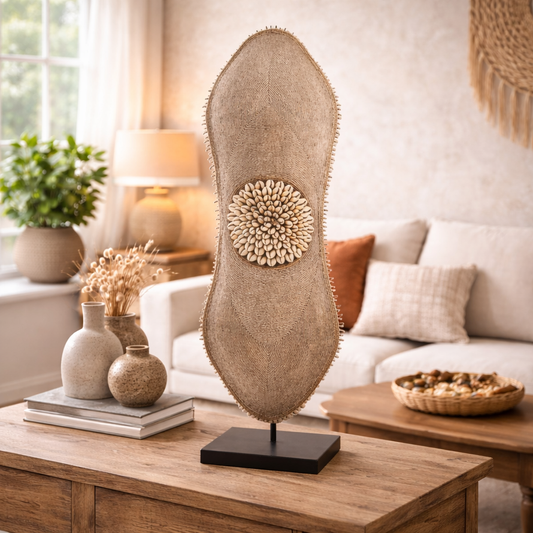 African Beaded Shield - Peanut Cappuccino