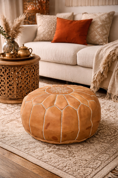 Moroccan Leather Pouf