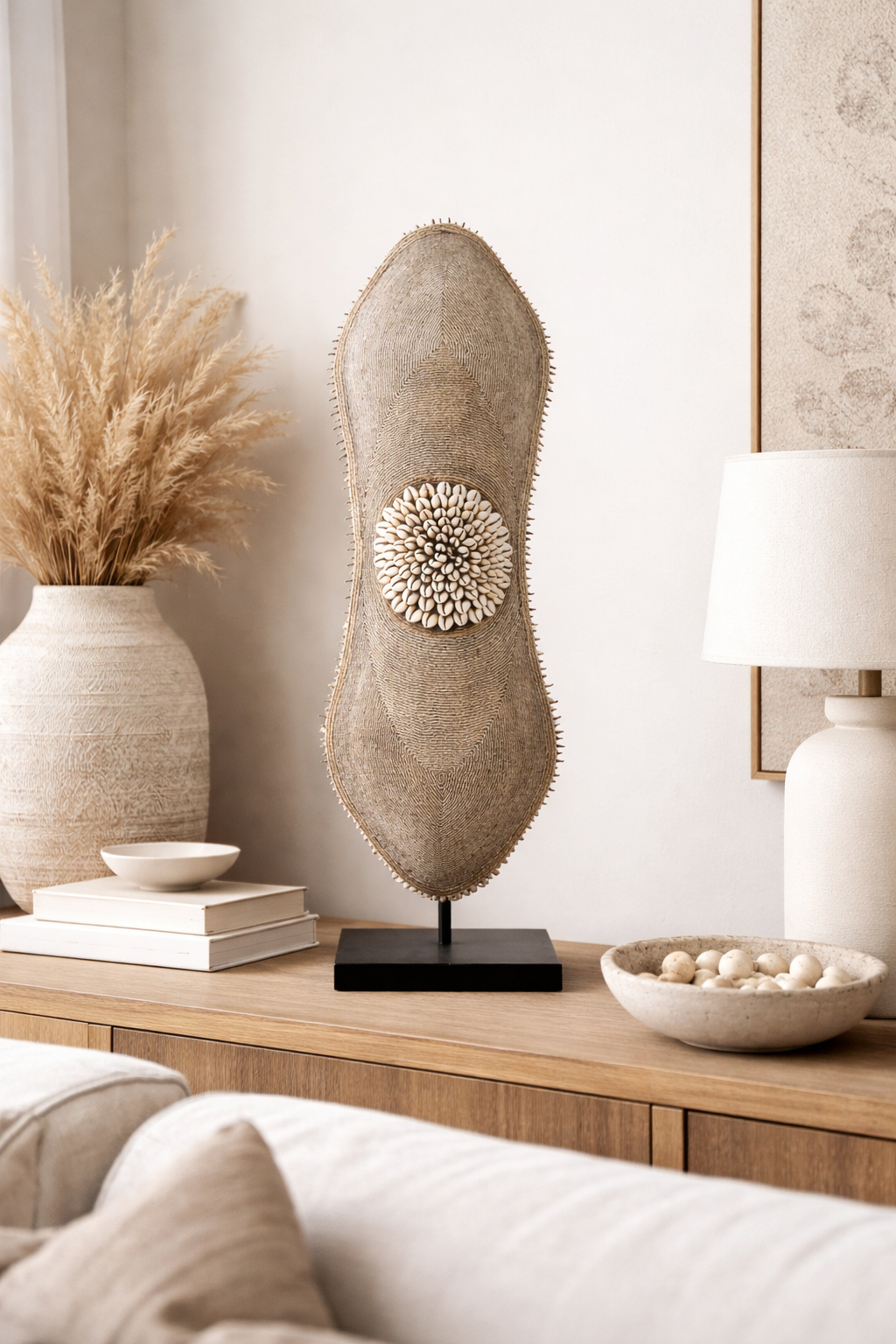 African Beaded Shield - Peanut Cappuccino