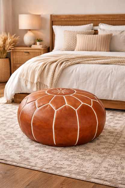 Moroccan Leather Pouf