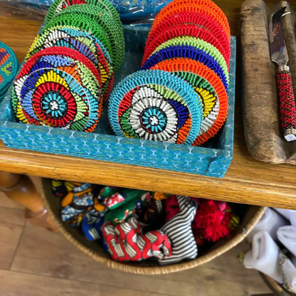 Beaded Coasters (Set of 6, all colours)