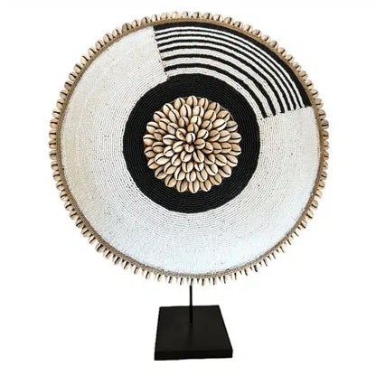 African Beaded Shield - White and black