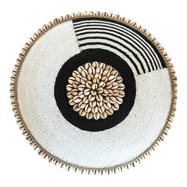 African Beaded Shield - White and black