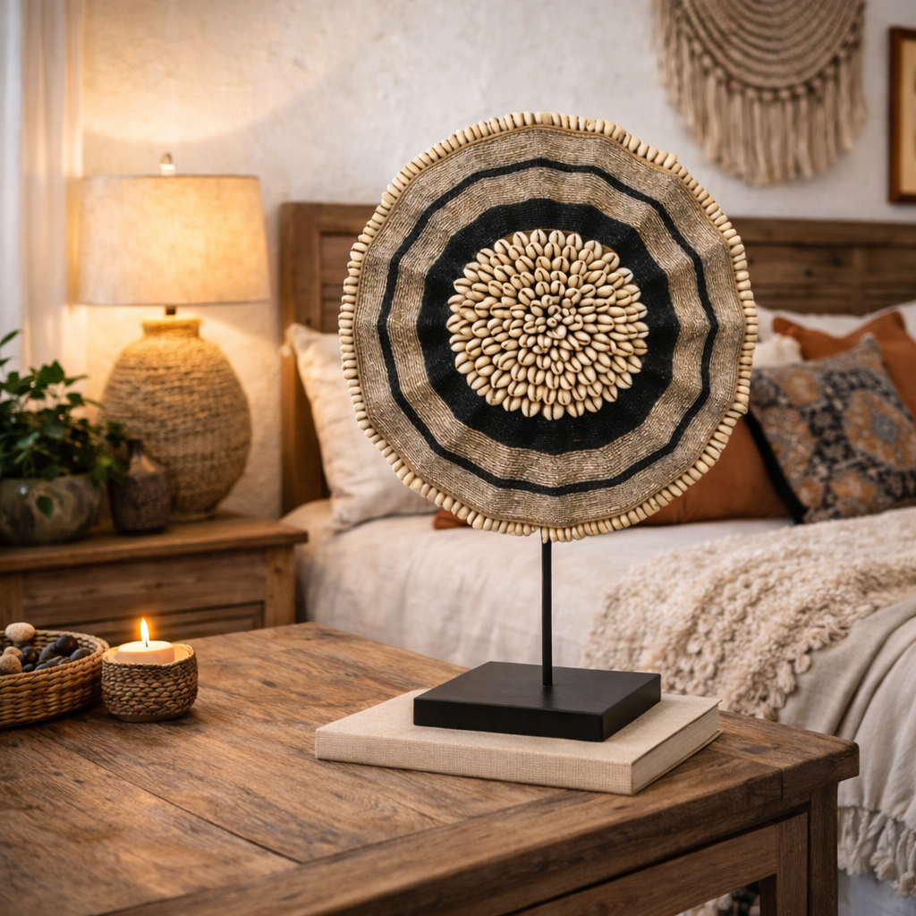 African Beaded Shield - Gold and black