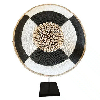 African Beaded Shield (Black and white)
