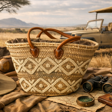 Handwoven Baskets with Leather Handles